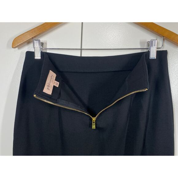 philosophy Republic Clothing Black Pencil Skirt with Gold-Tone Zip Back Size 6 - Picture 5 of 9